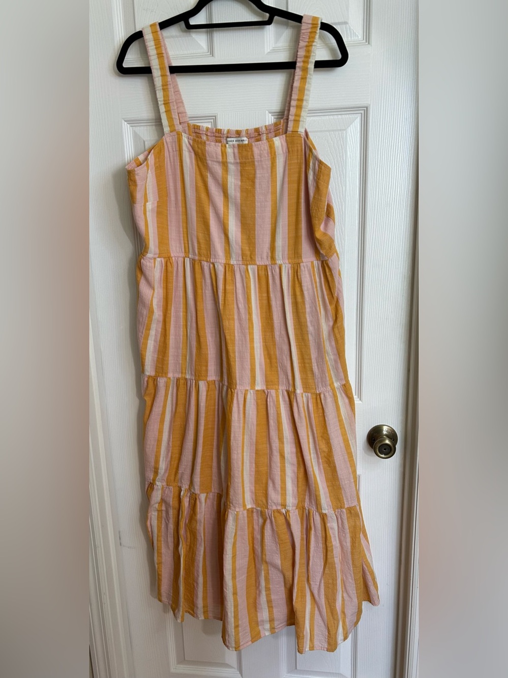 Free Assembly Pink & Orange Striped Tiered Dress XL